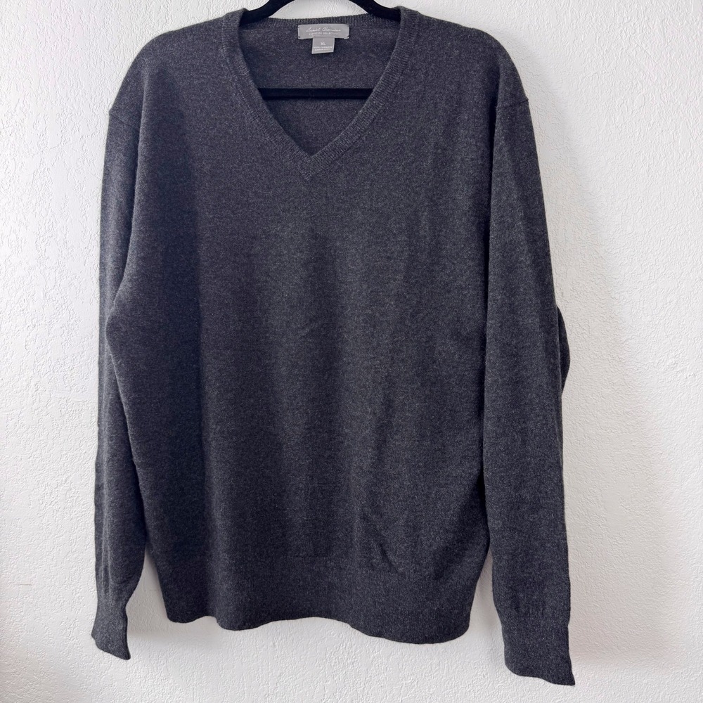 Daniel Cremieux Signature Collection Mens XL 100% Cashmere V-Neck Sweater Gray